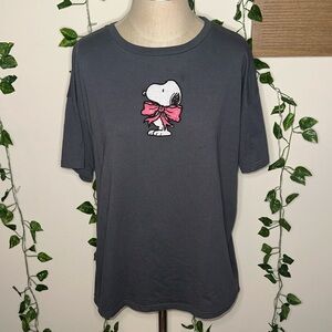 Snoopy Bow Tie Embroidered Graphic Tee Shirt